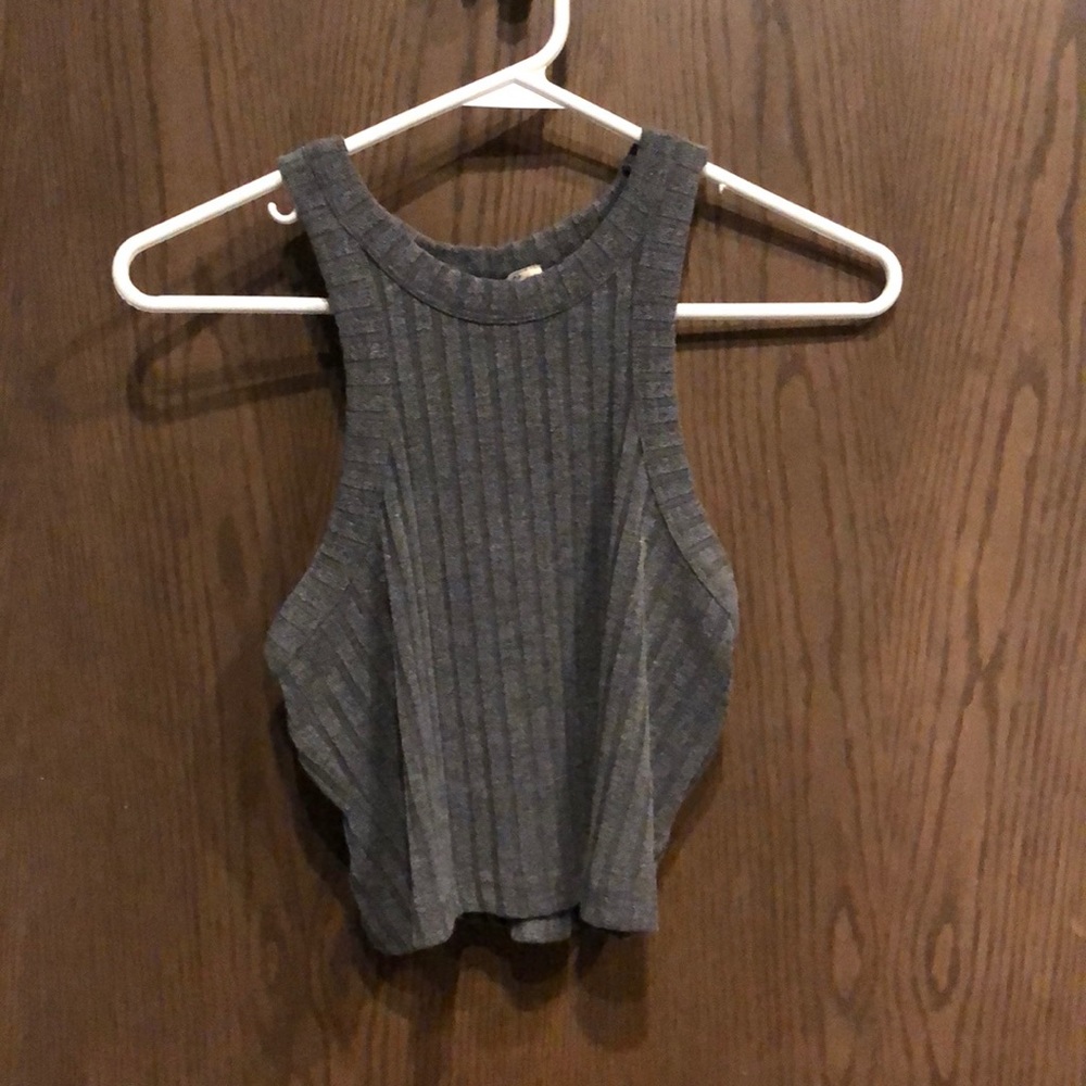 Express One Eleven High Neck Cropped Ribbed Tank